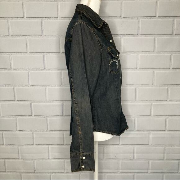 Judy’s Fashion Western Denim Pearl Snap Long Sleeve Shirt 13 - Picture 5 of 9